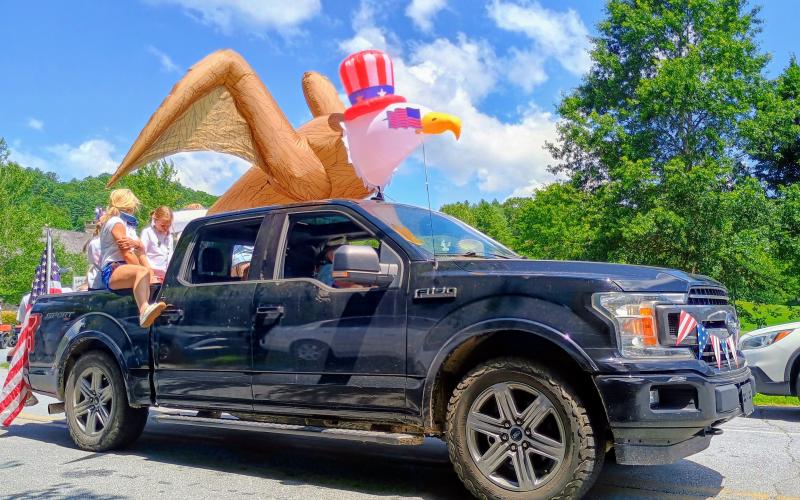 Megan Horn/The Clayton Tribune. There were many patriotic entries, including this Bald Eagle, during the Sky Valley Grand Parade on Saturday, July 5. The parade had over 37 participants this year.