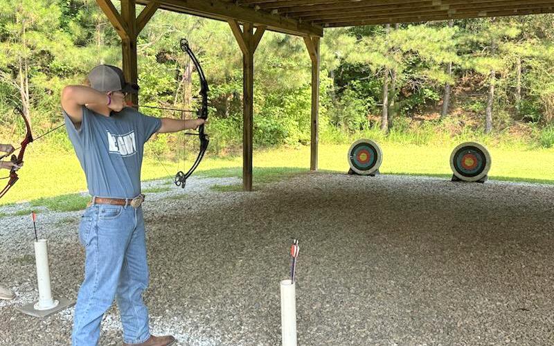 Submitted. Preston Patterson competes in the Archery Competition during the Summer Leadership Camp (SLC) at the Georgia FFA-FCCLA Center in Covington, on the banks of Jackson Lake. There were 23 students from Rabun County FFA who attended the camp.