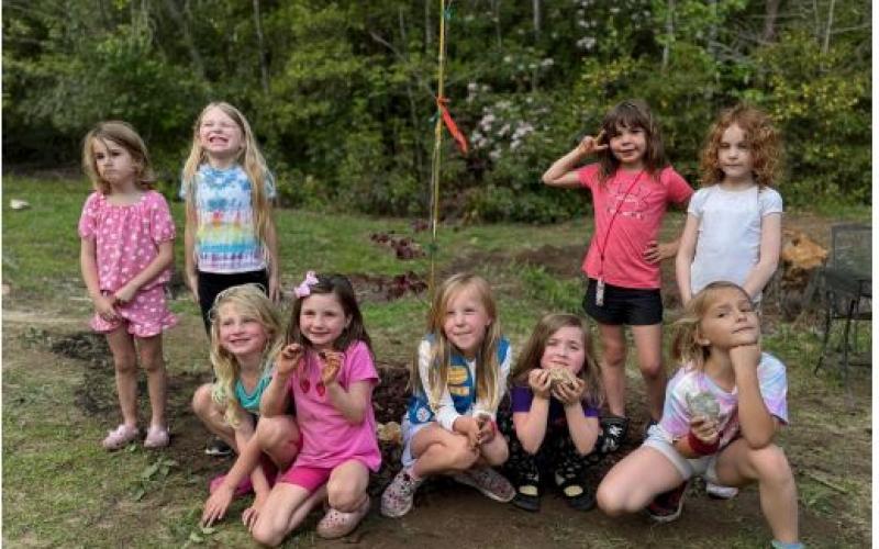 Submitted photo. Daisies of Girl Scouts Troop 10186 are engaged in planting as part of Arbor Day 2025 with Keep Rabun Beautiful.