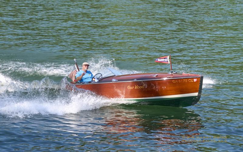 Photo courtesy K.A. Hamdy-Swink. This 1934 Gar-Wood Speedster 16-foot, Serial number 1, boat named “Dream Chaser” owned by Jim Harris was seen on Lake Rabun for the annual Wooden Boat Parade on Independence Day weekend.