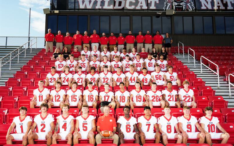 Submitted Photo. The 2025 version of the Wildcats football team will begin its regular season on Aug. 15 at home when Rabun County welcomes White County to Frank Snyder Memorial Stadium for the “Hall of Fame Game.” Rance Gillespie has returned to his alma mater to be the Wildcats’ head coach. This photograph includes the players, coaches, and staff.