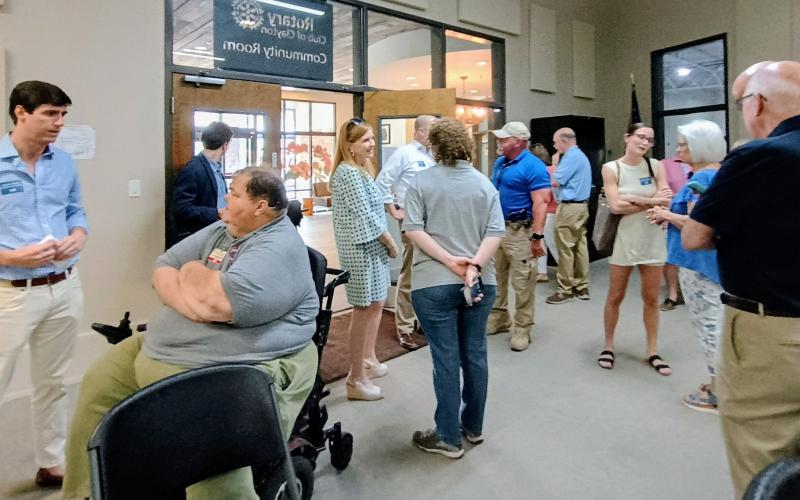 Megan Horn/The Clayton Tribune. Many people attended a Meet-and-Greet with Georgia gubernatorial Republican candidate Chris Carr on Friday, Aug. 15, at the Food Bank of Northeast Georgia in Clayton. The candidate spoke about his campaign platform which includes keeping Georgia safe, keeping Georgia working, keeping Georgia learning, and keeping Georgia moving.