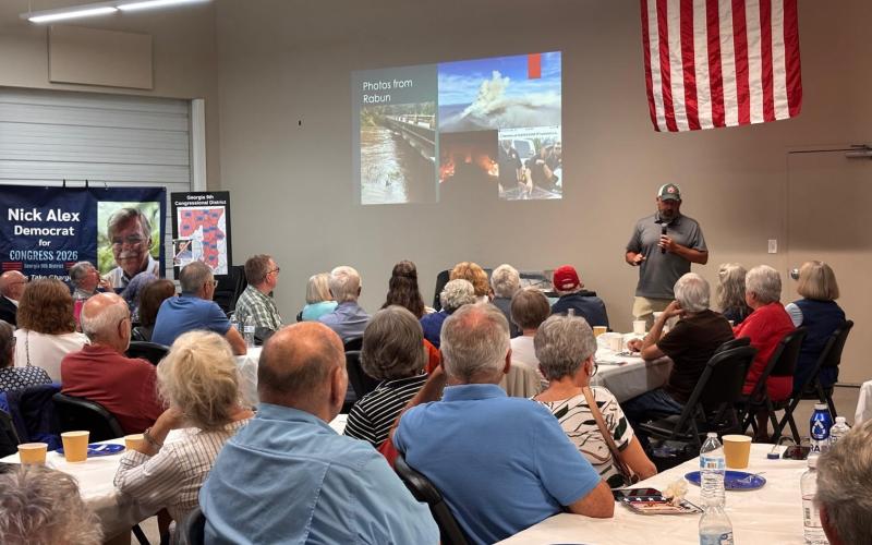 Submitted. Mike Mazarky was the featured speaker for the Aug. 11 meeting of the Rabun County Democrats. He spoke about best practices in preparing for any type of emergency.