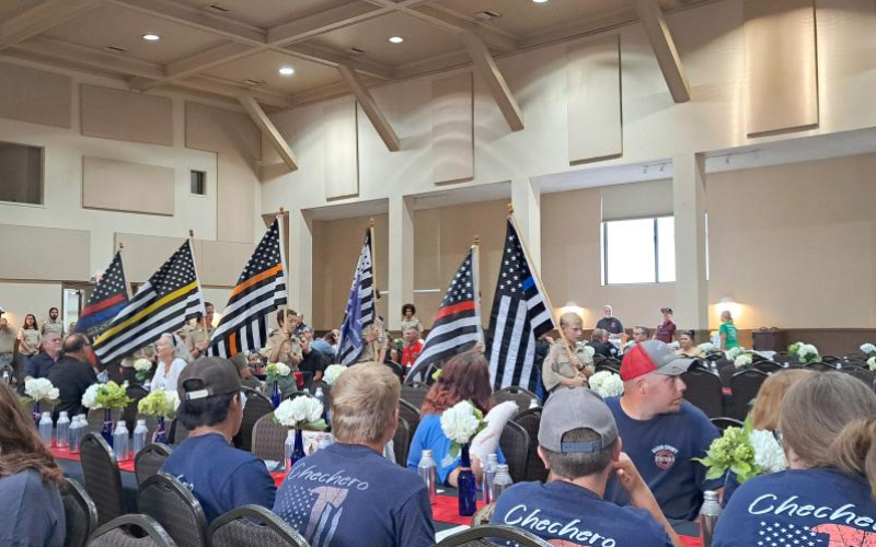 File photo/Megan Horn/The Clayton Tribune. Boy Scouts of America Troops 6 and 19 present flags representing each branch of public safety including law enforcement; EMS; fire; dispatch; corrections; and search and rescue during last year’s Rabun County First Responders’ Appreciation Dinner. This year’s event is Thursday, Aug. 28 at the Rabun County Civic Center, 201 W. Savannah Street, Clayton.