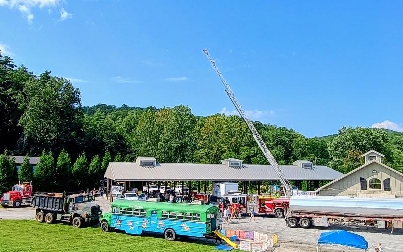 Megan Horn/The Clayton Tribune. Over 16 companies and several nonprofits participated in the Saturday, Aug. 16, “Touch-A-Truck” event held at the Rabun County pavilions in Clayton. It was an opportunity for the community to support the Rabun County Fuller Center for Housing.