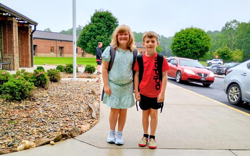 Megan Horn/The Clayton Tribune. Fourth grader Shelby Thomas is excited to attend Rabun County Elementary School with her brother, third-grader Colton Thomas. The first day of school was Monday, Aug. 4.