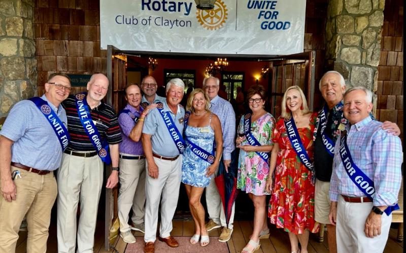 Submitted. Rotarians pictured are Keith Jackson, left, Matt Mitcham, Jeff Reeves, Stewart Harvard, Rotary Club of Clayton President Matt Freeman, Laura Seberg, Jef Fincher, Susan Howard, Elizabeth Gill, David Farrington and Gerald Hulett.