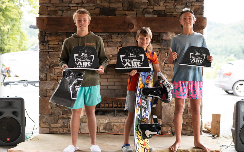 Submitted photo. In the Beginner Division, (from left) Carson Clark was second; Miller Stroble first; and Jake Clark third at the classic on Lake Burton.