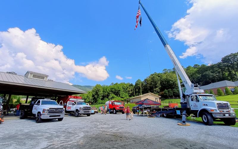 Megan Horn/The Clayton Tribune. Over 16 companies and several nonprofits participated in the Saturday, Aug. 16, “Touch-A-Truck” event held at the Rabun County pavilions in Clayton. It was an opportunity for the community to support the Rabun County Fuller Center for Housing.