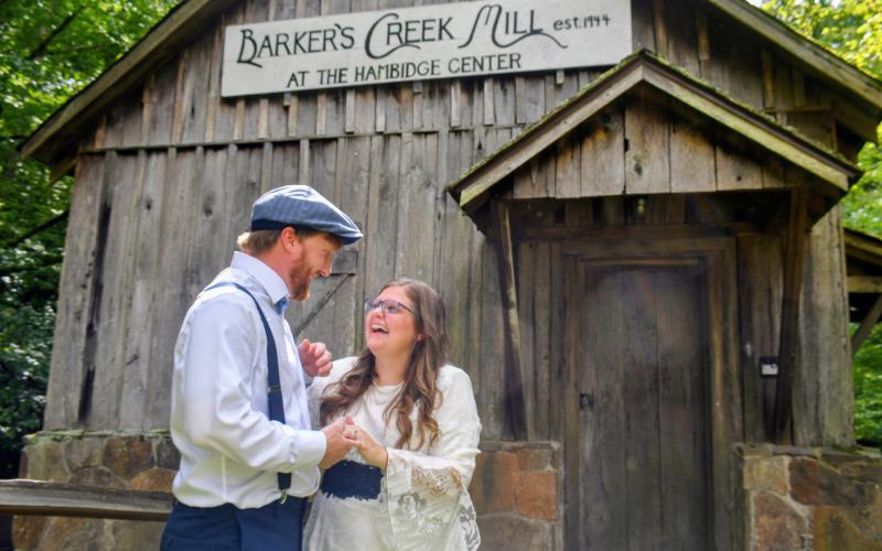 Photo taken by Enoch Autry. Conner and Megan Horn were married at Barker's Creek Mill at the Hambidge Center on Aug. 28, 2023.