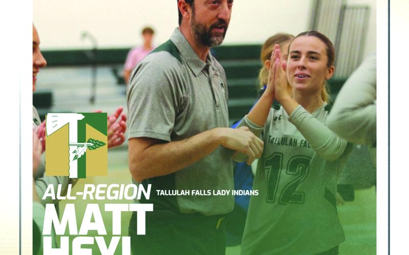 Submitted Photo. Tallulah Falls School volleyball coach Matt Heyl was named Coach of the Year in the region for the fourth consecutive year.