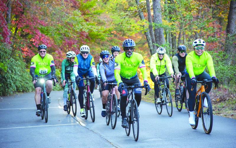 Photo/Tallulah Falls School. A group of riders enjoys the fall colors during the 11th annual Twin Rivers Challenge. Cyclists from Florida, Georgia, North Carolina, South Carolina, Ohio, New York, Tennessee and Alabama joined together for the ride that sponsors student scholarships at Tallulah Falls School.