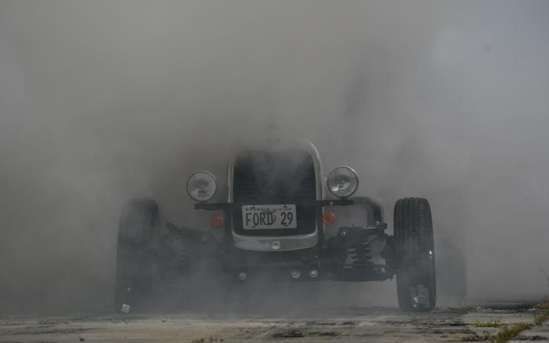 Enoch Autry/The Clayton Tribune. A 1929 Ford did well in the burnout competition.