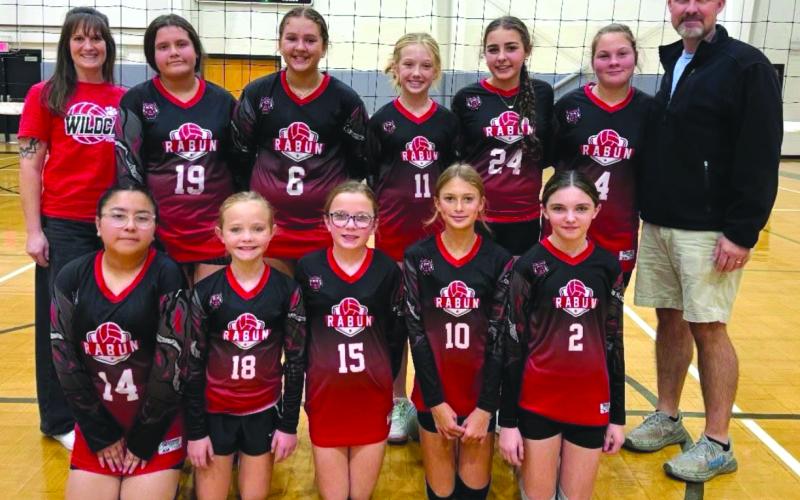 Submitted Photo. The 12U Girls All-Star team is heading to the GRPA State Volleyball Tournament in Jackson County on Nov. 14 and 15. In the front row are players Yaritza Quintana, Emsley Youngblood, Emma Kate Thompson, Ella Bone and Makenna Coates. In the back row are coaches and players Coach Leah Zarate, Alice Zarate, Abbigail Garner, Adelyn Hollifield, Katelyn Pitts, Raechel Felder and Coach Chris Felder.