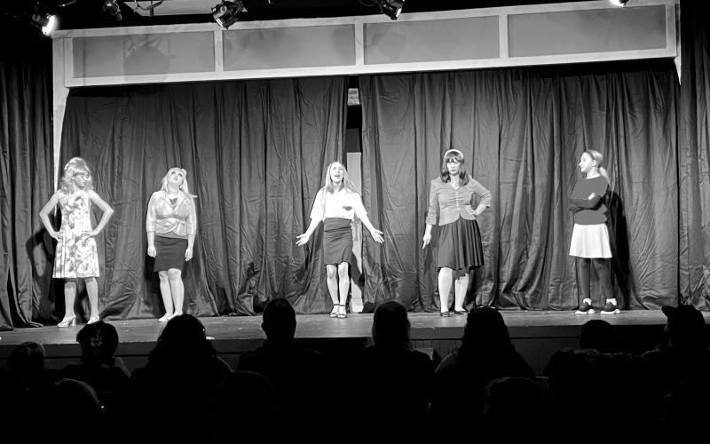 Submitted Photo. Antonella Singleton, Sara Jones, Abbie Boggs, Dannyale Williams and Johanna Haas perform “I’m a Big Girl Now” during the Fall Session Youth Theater of the North Georgia Community Players at their graduation program Saturday night, Nov. 22, at the Dillard Theater.