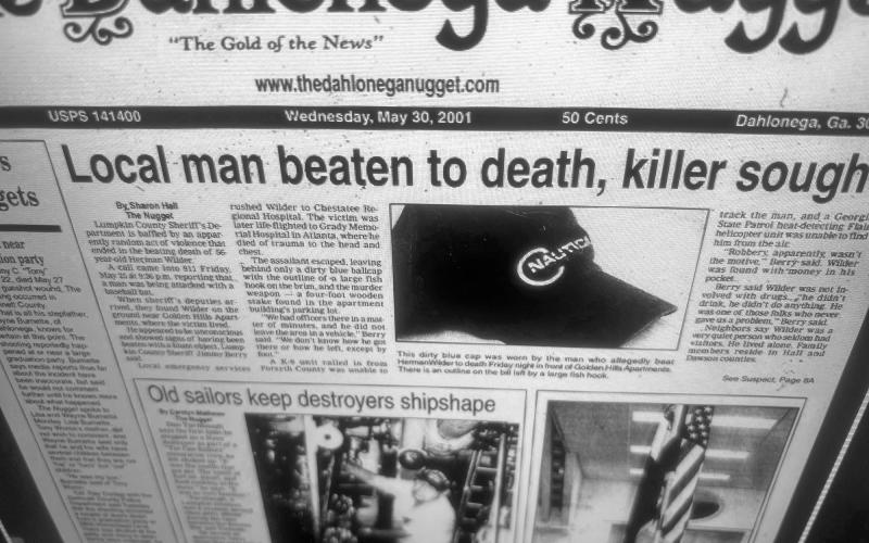 Submitted Photo. The murder of Herman Wilder was front page news in the May 30, 2001, edition of The Dahlonega Nugget newspaper.