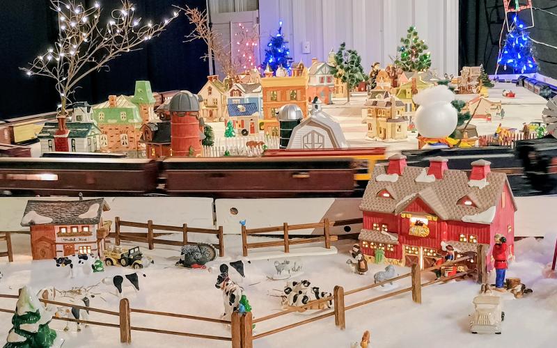 Megan Horn/The Clayton Tribune. There are many displays to see, such as this barn scene, at the Christmas Village of Lights this weekend, Friday, Dec. 19, and Saturday, Dec. 20, from 5:30 p.m. to 8:30 p.m. at 90 Tiger Connector, Tiger.