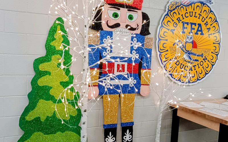 Megan Horn/The Clayton Tribune. The Rabun County Schools AgriCenter was decorated with Christmas trees, ornaments, snowflakes, wreaths and colorful lights during the “Santa on the Fam” event Dec. 4. Visitors even found a nutcracker and train on the farm.