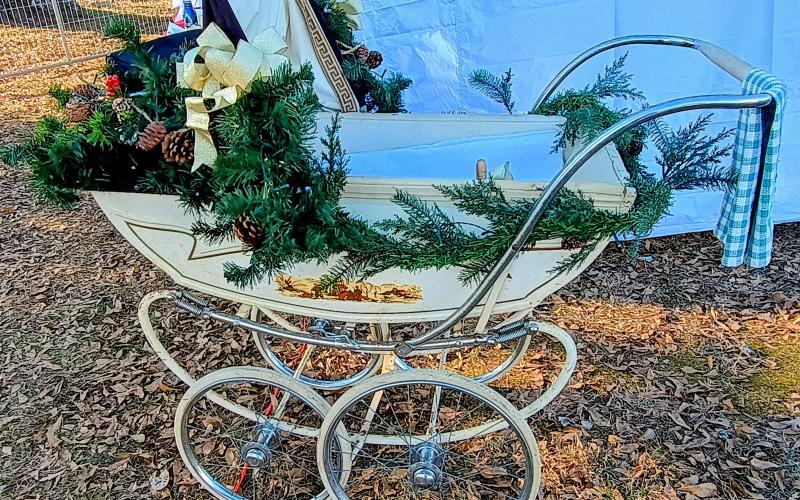 Megan Horn/The Clayton Tribune. Dillard City Hall grounds were decorated with an 1800s inspired-theme last weekend for the inaugural “Dickens in Dillard” Christmas festival. This carriage was one of many decorations.