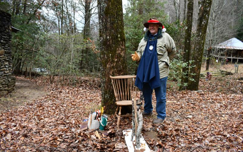 Megan Horn/The Clayton Tribune. Bob Watt gets in the Christmast spirit with his craft during “A Foxfire Christmas” last weekend.