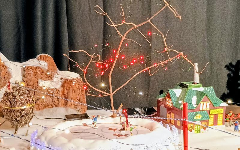 Megan Horn/The Clayton Tribune. This ice rink scene and much more can be seen inside the Christmas Village at the lighting display event in Tiger this weekend.