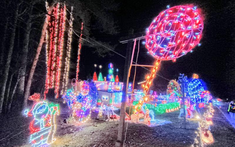 Megan Horn/The Clayton Tribune. Lollipops are featured throughout the Christmas Village of Lights display in Tiger. There’s one more weekend to go inside and support F.A.I.T.H., Friday, Dec. 19, and Saturday, Dec. 20, from 5:30 p.m. to 8:30 p.m. at 90 Tiger Connector, Tiger.