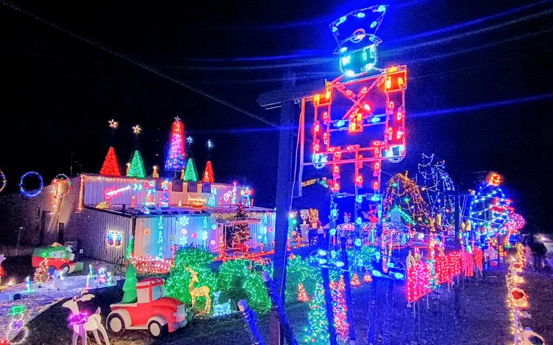 Megan Horn/The Clayton Tribune. Nutcrackers are featured throughout the Christmas Village of Lights display in Tiger. The event to support F.A.I.T.H. continues this weekend.