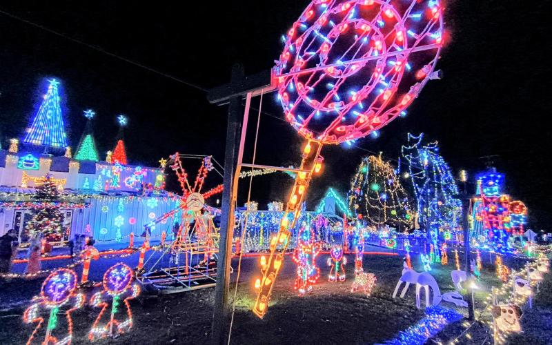 Megan Horn/The Clayton Tribune. Lollipops are featured throughout the Christmas Village of Lights display in Tiger. There’s one more weekend to go inside and support F.A.I.T.H., Friday, Dec. 19, and Saturday, Dec. 20, from 5:30 p.m. to 8:30 p.m. at 90 Tiger Connector, Tiger.