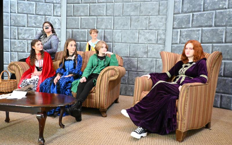 Photo courtesy TFS. Isabella Diaz, Cadence Beecher, Addisyn McCoy, Turner Lander, Madyx Price and Shelby Smith give a colorful performance of “Rotten Apples.”