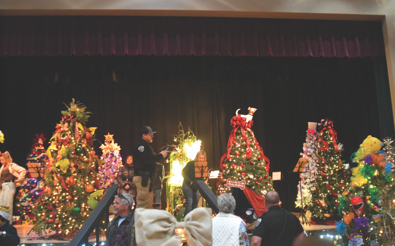 Enoch Autry/The Clayton Tribune. The Rabun County Civic Center floor was filled with vendors and trees for viewing and buying. The trees that were available for purchase all had their own distinct allure to them and many organizations spent hours and hours working on theirs.