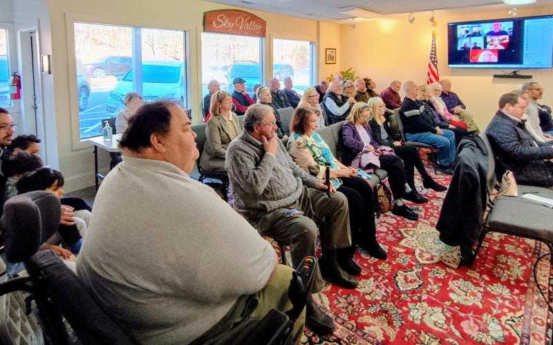 Megan Horn/The Clayton Tribune. Sky Valley City Hall was packed Jan. 6 with community members who were eager to see the new administration officially govern. Prior to the start of the meeting, the mayor and council members were sworn in.