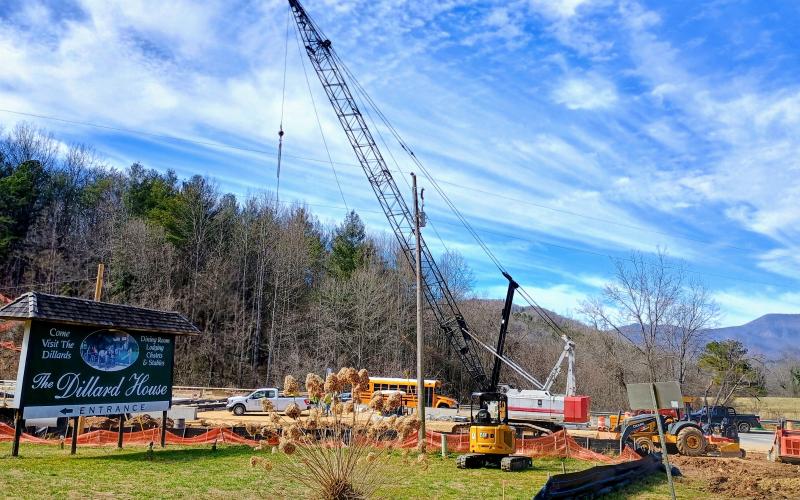 Megan Horn/The Clayton Tribune. A view of roadwork at Highway 441 and Henry Dillard Street in Dillard. Henry Dillard Street will be closed beginning March 2 while road and bridge work are completed.