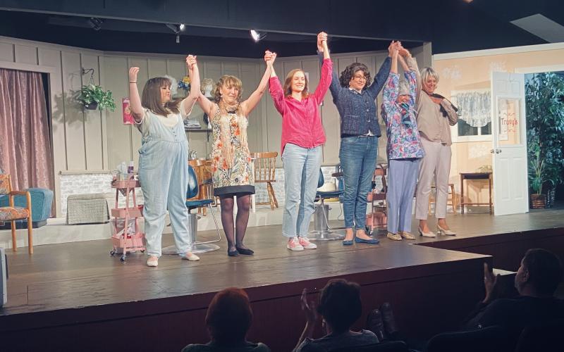 Submitted photo. Sara Jones, left, Joy Ruhe, Rose Hricko, Rebecca Bilbrey, Julie Harris and Elizabeth Truax during the first weekend’s production of Steel Magnolias.