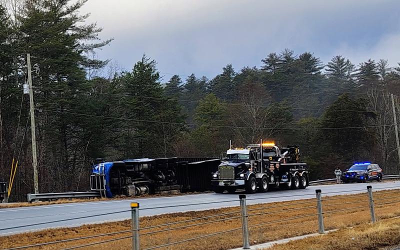 Photo courtesy of Conner Horn. This semi-truck overturned on Highway 441 in Lakemont Jan. 22 and caused traffic delays in the area. Personnel remained on scene for several hours. Multiple local crashes have been reported recently.
