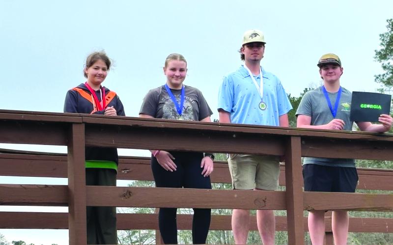Photo courtesy of Rabun County 4-H. Karsen Pendrey, left, Chloe McCrackin, Peyton Hicks, and Wesley McCrackin with Rabun County 4-H competed in the Junior/Senior District Project Achievement (DPA) competition March 6-8 in Eatonton, Ga. For the first time in several years, Rabun will have two competitors at State Congress in July.