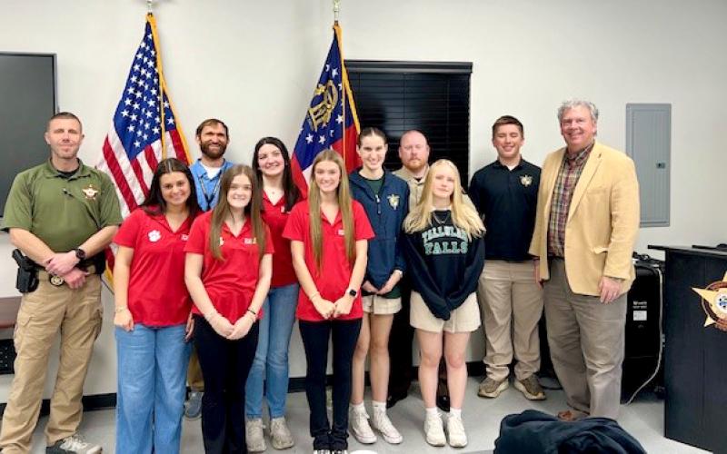 Submitted photo. The Forward Rabun Youth Leadership group visited the Rabun County Detention Center earlier this week. They spent time with Rabun County Sherriff Mark Gerrells and K9 officer Spike. 