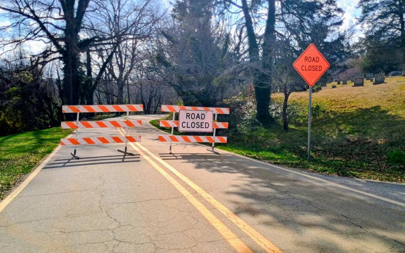 Megan Horn/The Clayton Tribune Henry Dillard Street in Dillard has been closed since March 2 while the ground level is raised to the new Betty’s Creek bridge. Dillard officials announced March 10 that there’s a change the road could open back up by the end of April “weather permitting” and if everything goes as planned.