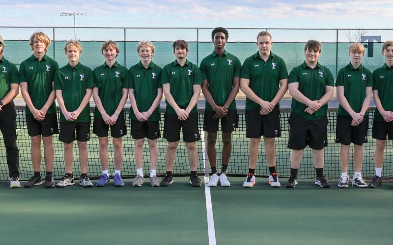 TFS Athletics. The Tallulah Falls School boys tennis team members are (above) Reilly Cox, Christian David, Jackson Davis, Dylan Johnson, Caleb Kelly, Cowen Perry, Elijah Pinney, Zeek Pruitt, Glad Puscasu, Miguel Smith.