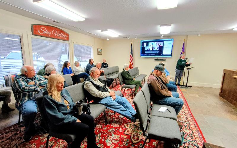 Megan Horn/The Clayton Tribune. Sky Valley citizens attend the March 3 work session at City Hall to ask questions about $5 million in grant funding and the proposed Sky Valley Sewer Project. The next council meeting is set for March 17.
