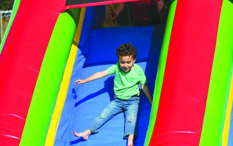 Enoch Autry/The Clayton Tribune. The inflatables at the Easter Egg Hunt were very busy on April 2.