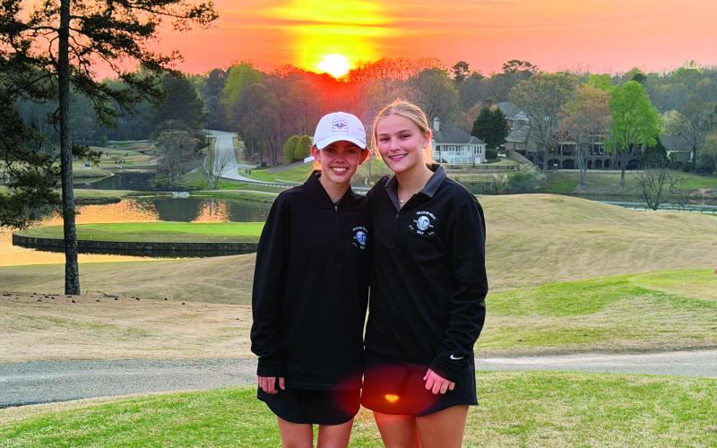 TFS Athletics. With the sun going down at the course on March 25, Maeve Hatcher and Handley James were even-par, placing second, at the West Hall Scramble at Flowery Branch