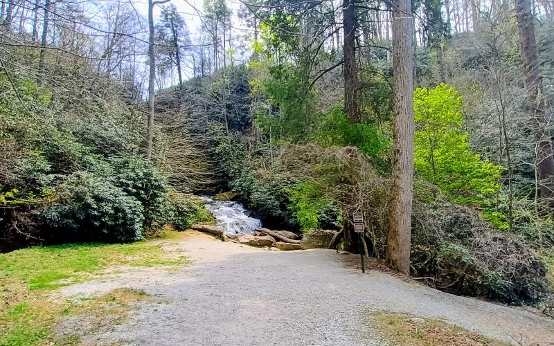 Megan Horn/The Clayton Tribune. Mud Creek Falls and the Mud Creek Trail will no longer be accessible to the public effective May 8. Merrill Trust Group, who owns more than 500 acres of property in Sky Valley, sent notice to city officials it was terminating its leases.