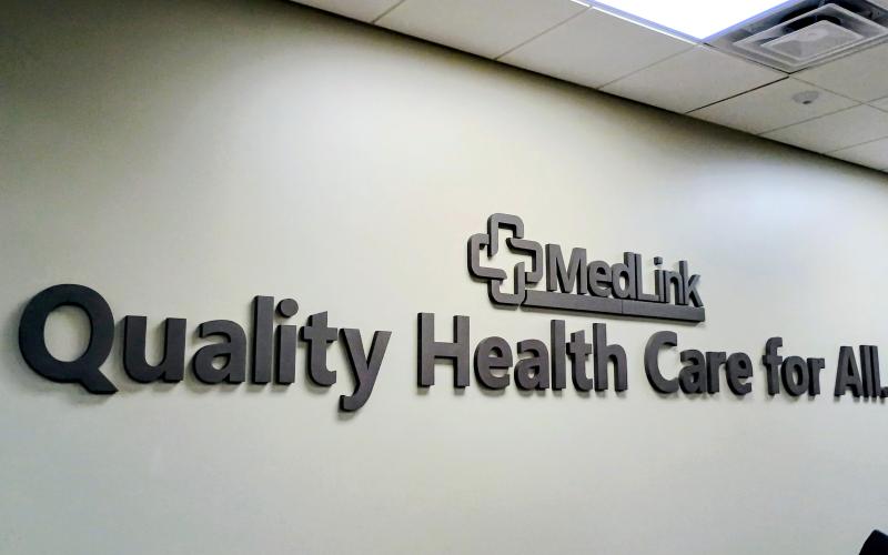 Megan Horn/The Clayton Tribune. This sign distinguishing MedLink Georgia’s mission of “Quality Health Care for All” is displayed at the new Rabun Health Campus. The ribbon cutting for the new facility was held March 26.