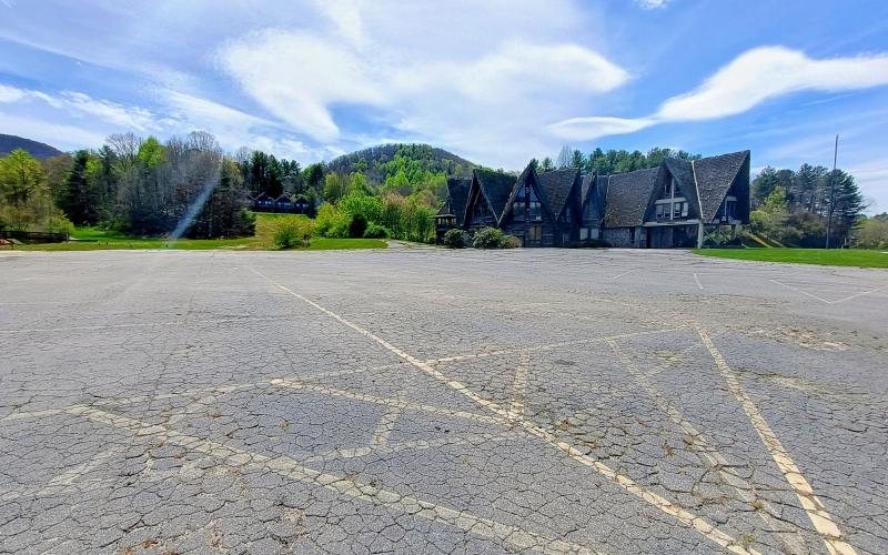 Megan Horn/The Clayton Tribune. The parking lot of the old ski lodge in Sky Valley is frequently used for events by the city. Effective May 8, it becomes private property as Merrill Trust Group sent formal notice of termination of any leases with the city.