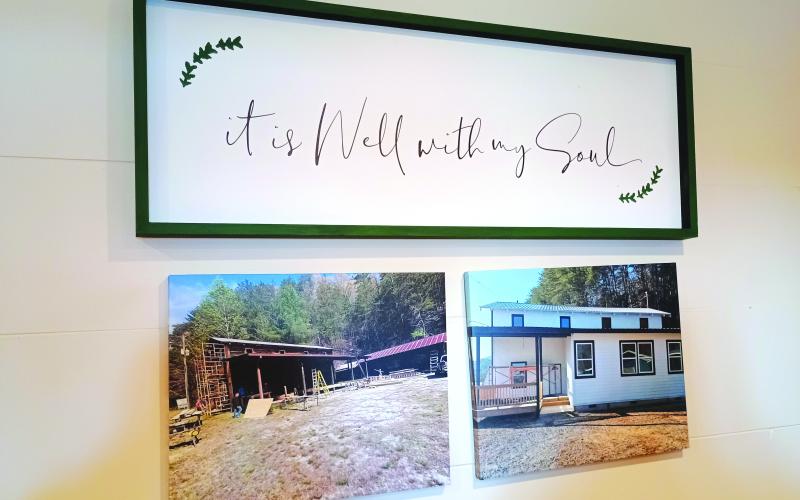 Megan Horn/The Clayton Tribune. Artwork decorating the walls of the new Women of Worth (WOW) Recovery Dorm in Lakemont reveals the before-and-after of the first women’s residential substance-abuse recovery center in Rabun County and supports a faith-based approach.
