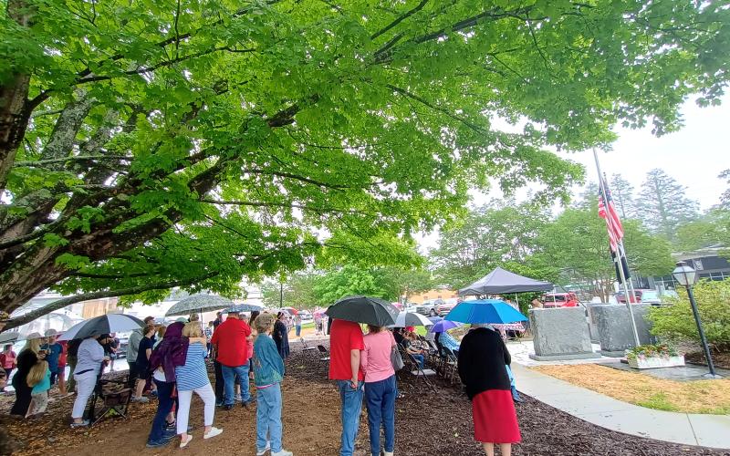 Megan Horn/The Clayton Tribune. Rabun Countians honor the brave men and women who fought and died for our country, rain or shine. That’s why a large crowd turned out in front of the Rabun County Courthouse on Monday, May 25.