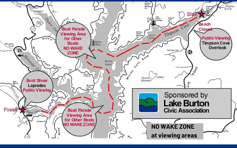 Lake Burton Wooden Boat Parade route.