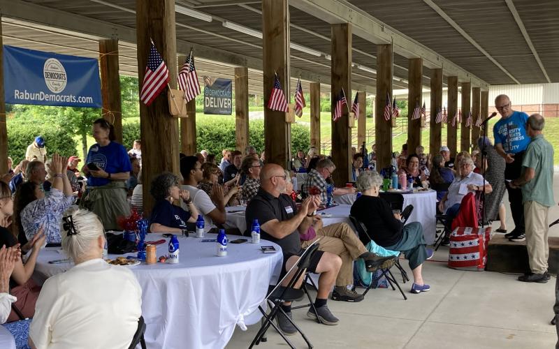 Photos courtesy of the Rabun County Democrats. Over 200 people attended the eighth annual Ninth Congressional District Blue BBQ on Saturday, May 30. Democratic candidates shared their platforms and greeted guests.