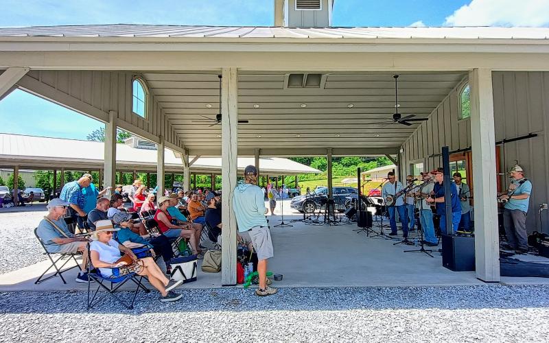 Megan Horn/The Clayton Tribune. The Foxfire Boys perform live music at the Community Celebration on June 13 which was sponsored by the Rabun County Association of Southern Baptist Churches.