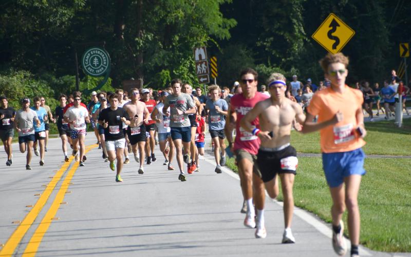 Wesley Branch/The Clayton Tribune. Over 1,700 runners occupied the streets near Lake Burton for the 42nd Lake Burton Fun Run on Saturday, July 4, as part of the several Fourth of July celebrations in Rabun County.